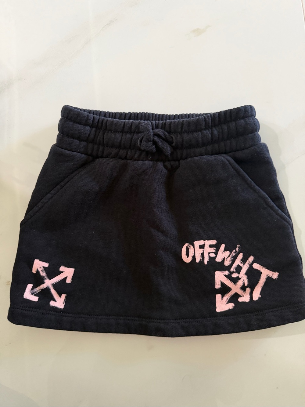 Off-White Kids Girls Black Mini Skirt Pink Arrow Logo Size 4Y